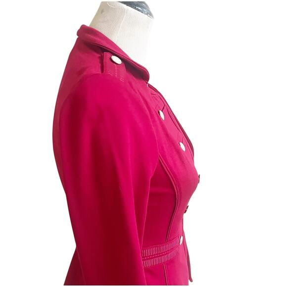 White House Black Market Military Style Fitted Blazer Jacket Sz 0 Fuschia Ponte - Picture 5 of 11